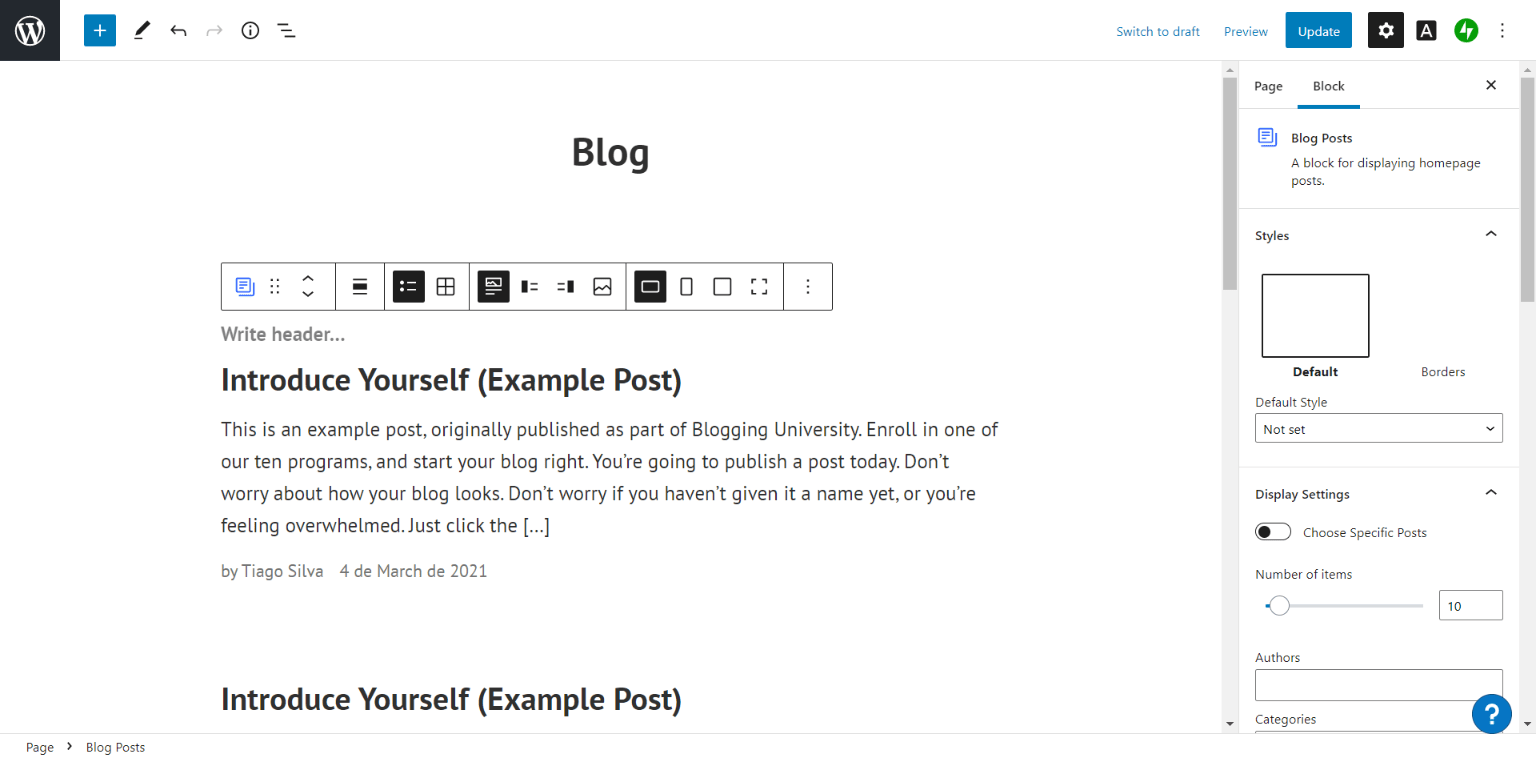 WordPress websites manage the content through the Gutenberg editor.