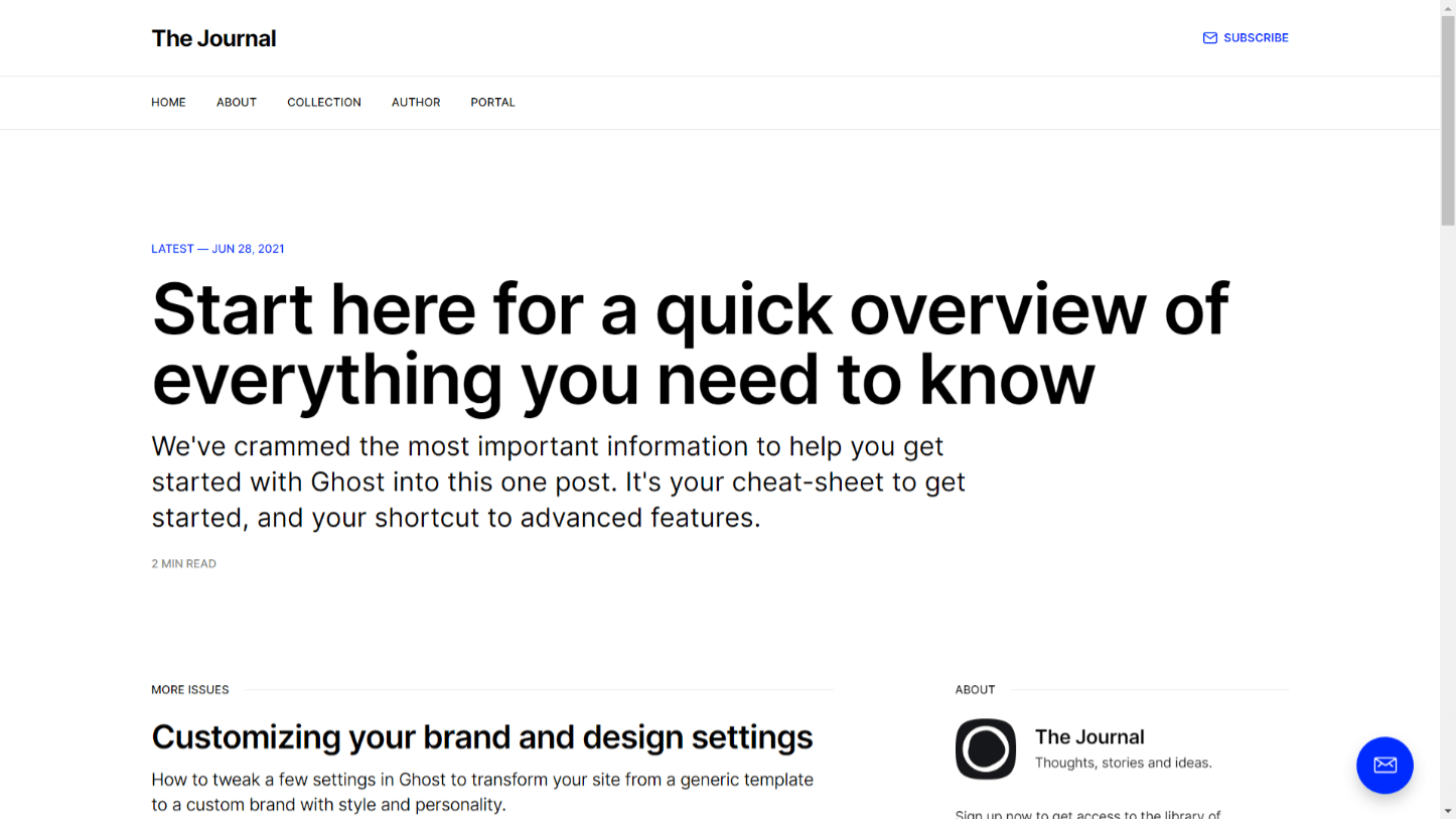 Tje Journal is a free theme for Ghost.