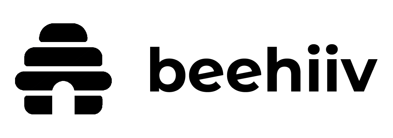beehiiv logo in black in white background.