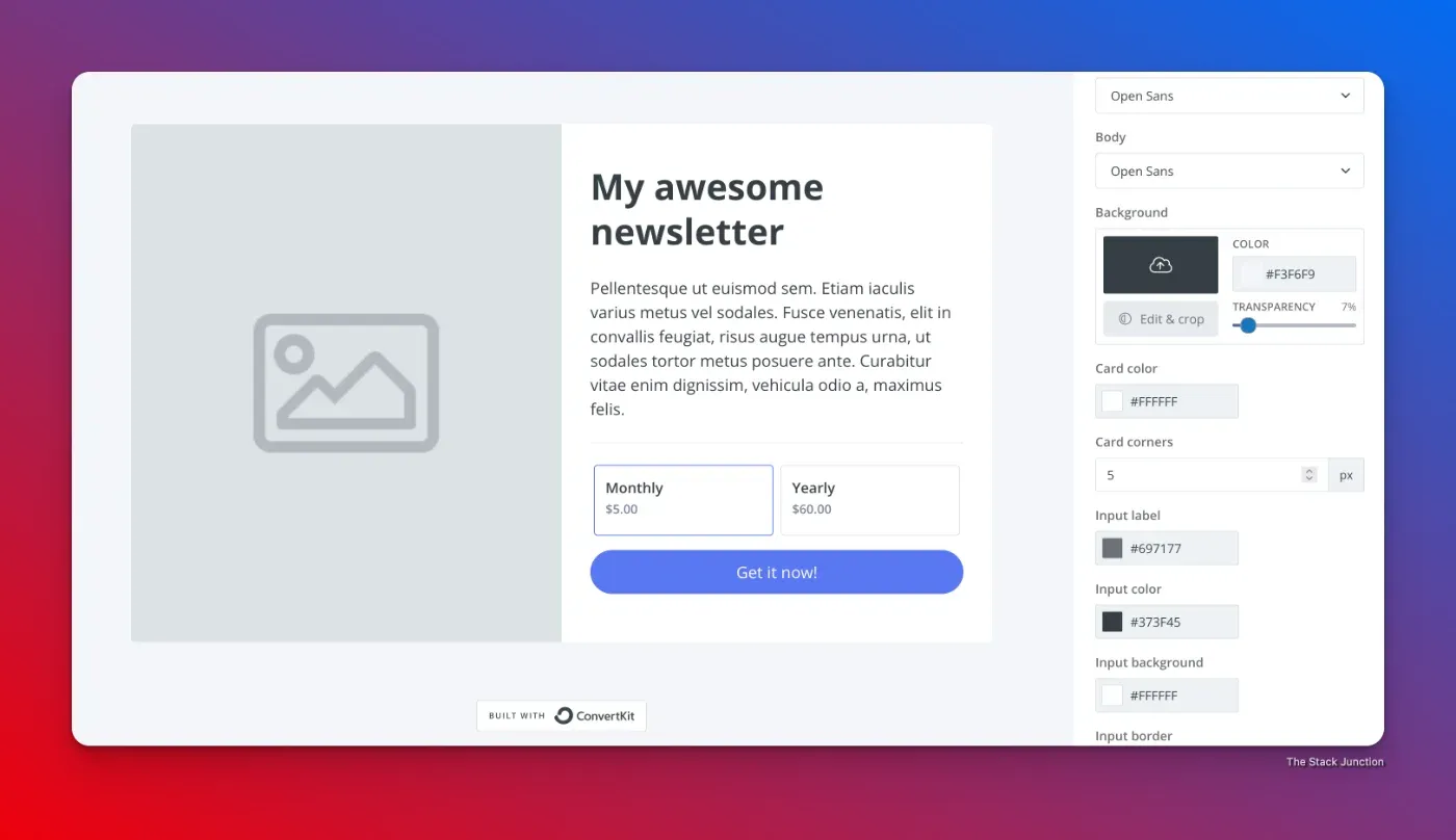 A page of setting up a paid newsletter on ConvertKit.