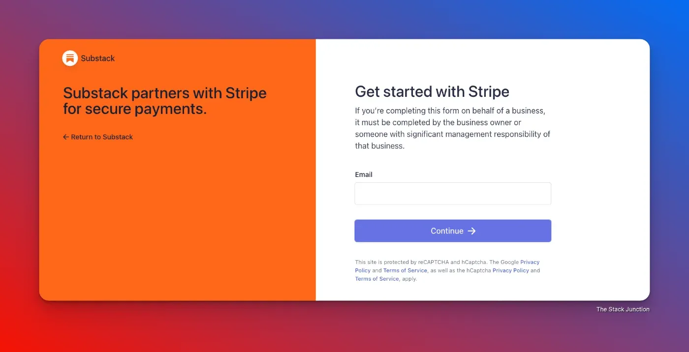 Page on Substack to connect a Stripe account.