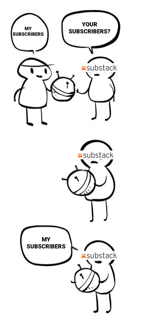 A funny description of how Substack acts when you get new subscribers.