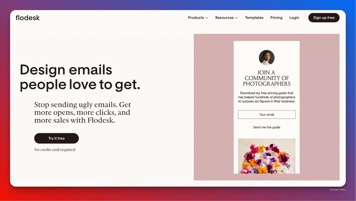 Flodesk.com home page.